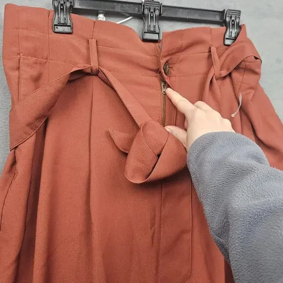 Madewell Drapey Paperbag Pants Size 16 Tall Burnt Clay - Picture 4 of 8